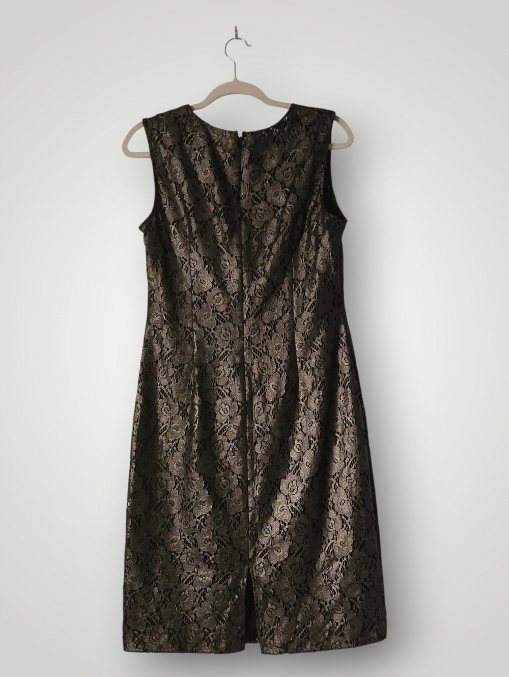 WHBM Pewter Metallic Lace Sheath Dress 10 Cocktail Wedding Guest Old Money New - Picture 4 of 11